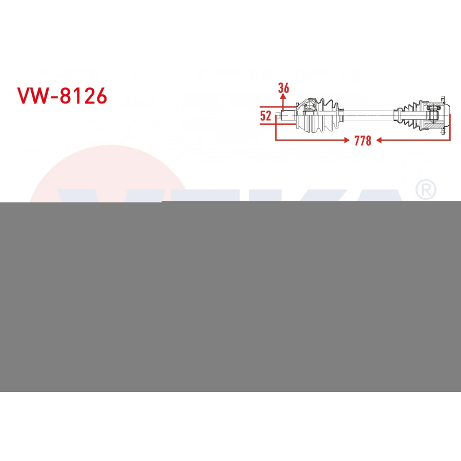KOMPLE AKS SAG ON UZUNLUK 778mm VOLKSWAGEN POLO (AW1) 1.0 TSI DSG 2017-/ SEAT IBIZA V (KJ1) 1.0 TSI DSG 2017- / SKODA KAMIQ (NW4) 1.0 TSI DSG 2019-
