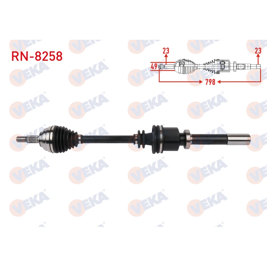 KOMPLE AKS SAG ON UZUNLUK 789mm RENAULT CLIO III 1.6 2005-2014 / DACIA LOGAN 1.6 2006-