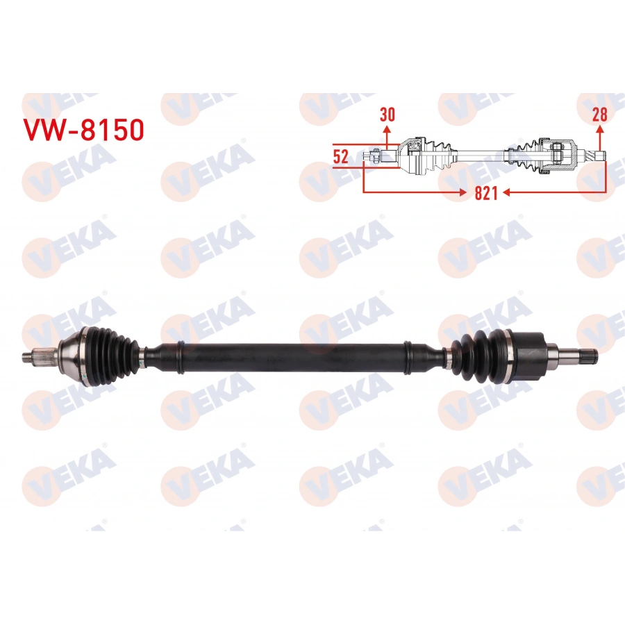 KOMPLE AKS SAG ON UZUNLUK 821mm VOLKSWAGEN POLO 1.4 - 1.6 M-T 2006-2009 / SKODA FABIA 1.6 M-T 2007-2014 / SEAT IBIZA 1.6 M-T 2006-2009
