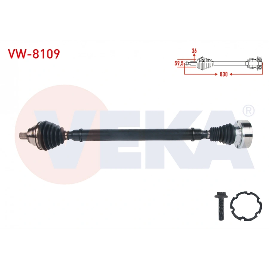 KOMPLE AKS SAG ON UZUNLUK 830mm VOLKSWAGEN PASSAT (3G2) 1.4 TSI M-T 2014-/ SKODA SUPERB (3V3) 1.4 TSI M-T 2015-