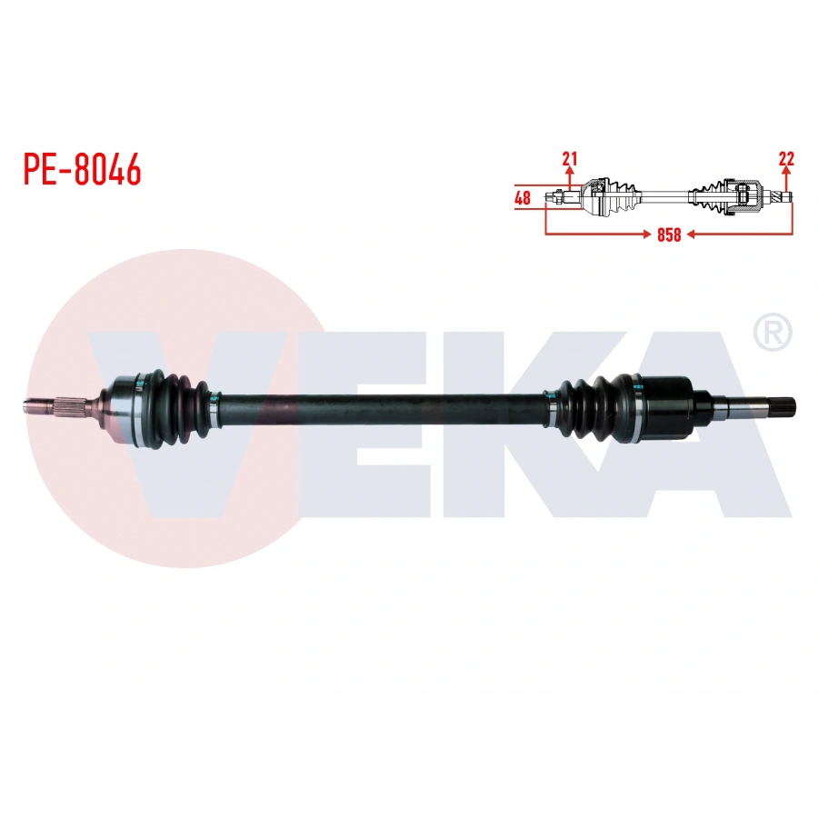 KOMPLE AKS SAG ON PEUGEOT 208 1.2 UZUNLUK 862 mm 2012-