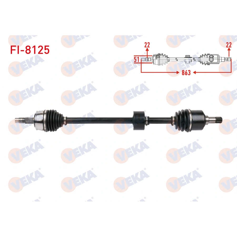 KOMPLE AKS SAG ON UZUNLUK 863mm FIAT IDEA 1.4 16V 2005-