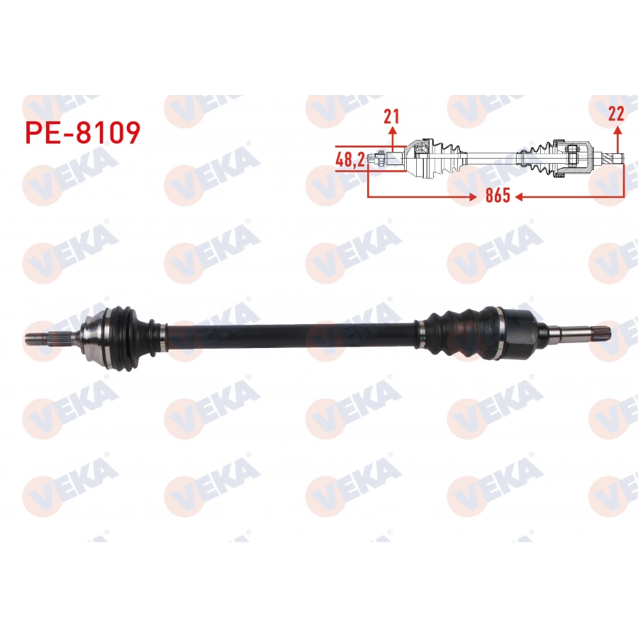 KOMPLE AKS SAG ON UZUNLUK 865mm PEUGEOT 2008 I 1.2 M-T 2005-/ CITROEN C3 III 1.2 M-T 2016-/ C4 CACTUS 1.2 M-T 2014-