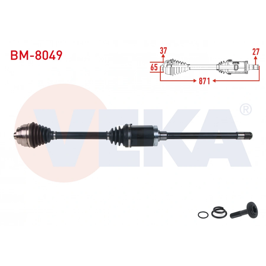 KOMPLE AKS SAG ON UZUNLUK 871mm BMW 5 SERISI GRAN TURISMO (F07) 530D - 535D A-T 2010-2017 / 7 SERISI (F01) 730D - 740 D - 750 i A-T 2009
