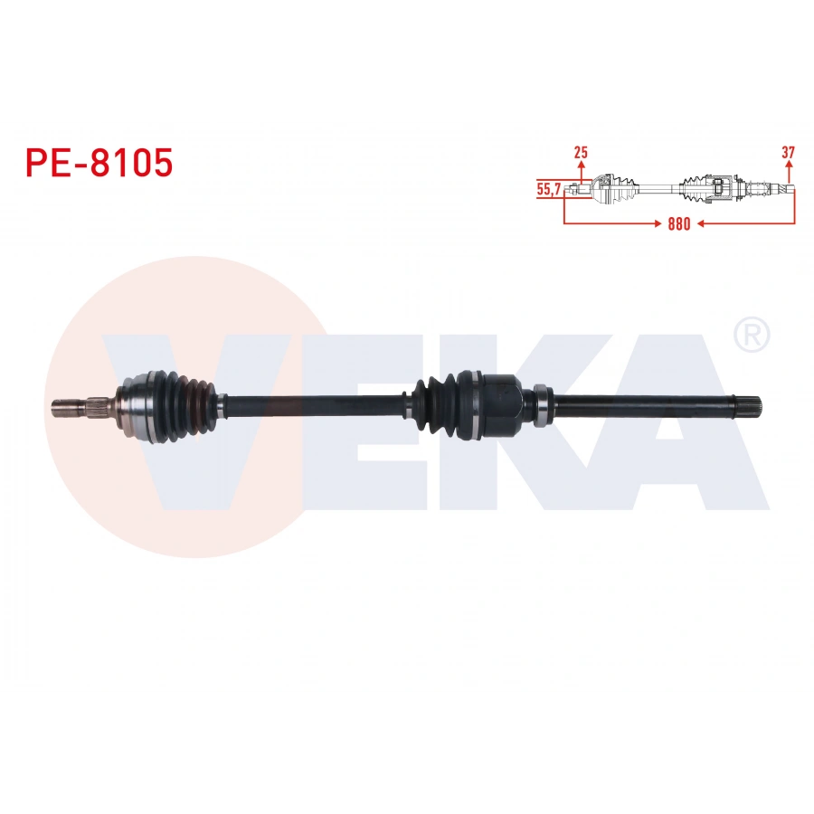 KOMPLE AKS SAG ON UZUNLUK 880mm PEUGEOT 208 II 1.2 - 1.5 BlueHDI A-T 2019-/ OPEL CORSA F 1.2 - 1.5 D A-T 2019-