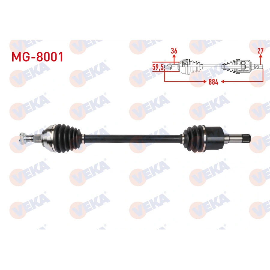 KOMPLE AKS SAG ON UZUNLUK 884mm MG ZS 2021-