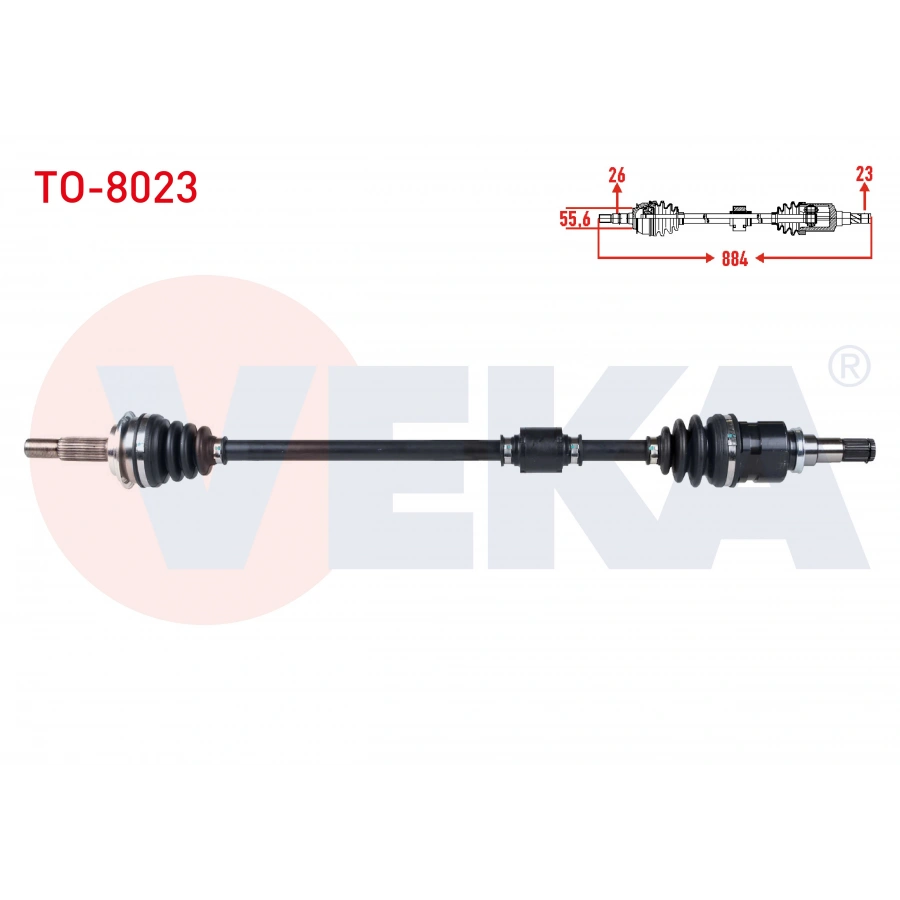 KOMPLE AKS SAG ON UZUNLUK 884mm TOYOTA YARIS (P9) 1.0 VVT-I A-T/M-T 2006-2010