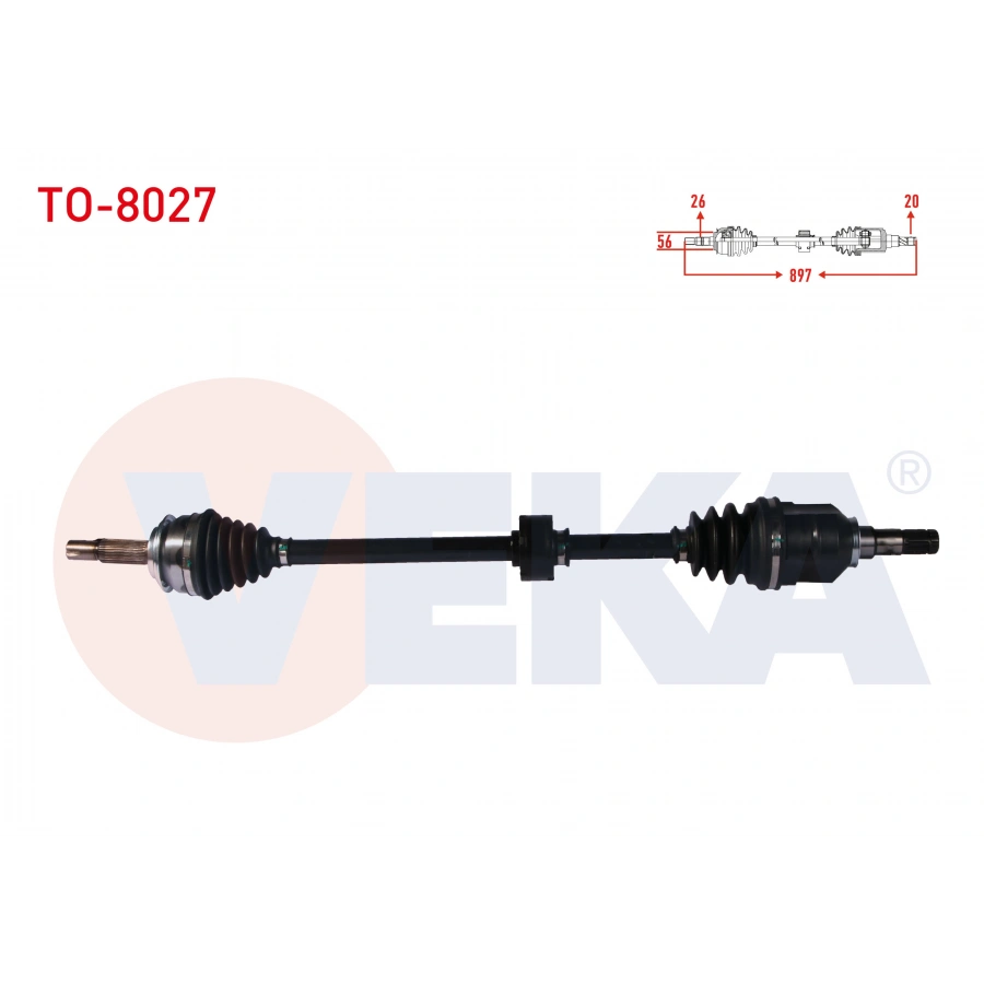 KOMPLE AKS SAG ON UZUNLUK 897 mm TOYOTA YARIS (P13) 1.4 D-4D A-T/M-T 2011-