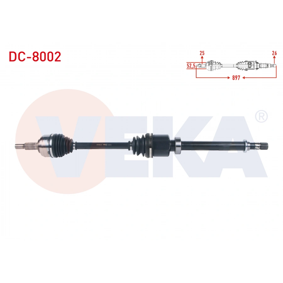 KOMPLE AKS SAG ON UZUNLUK 897mm DACIA DOKKER 1.5 DCI - 1.6i 6 VITES 2012- / LODGY 1.5 DCI 6 VITES 2012