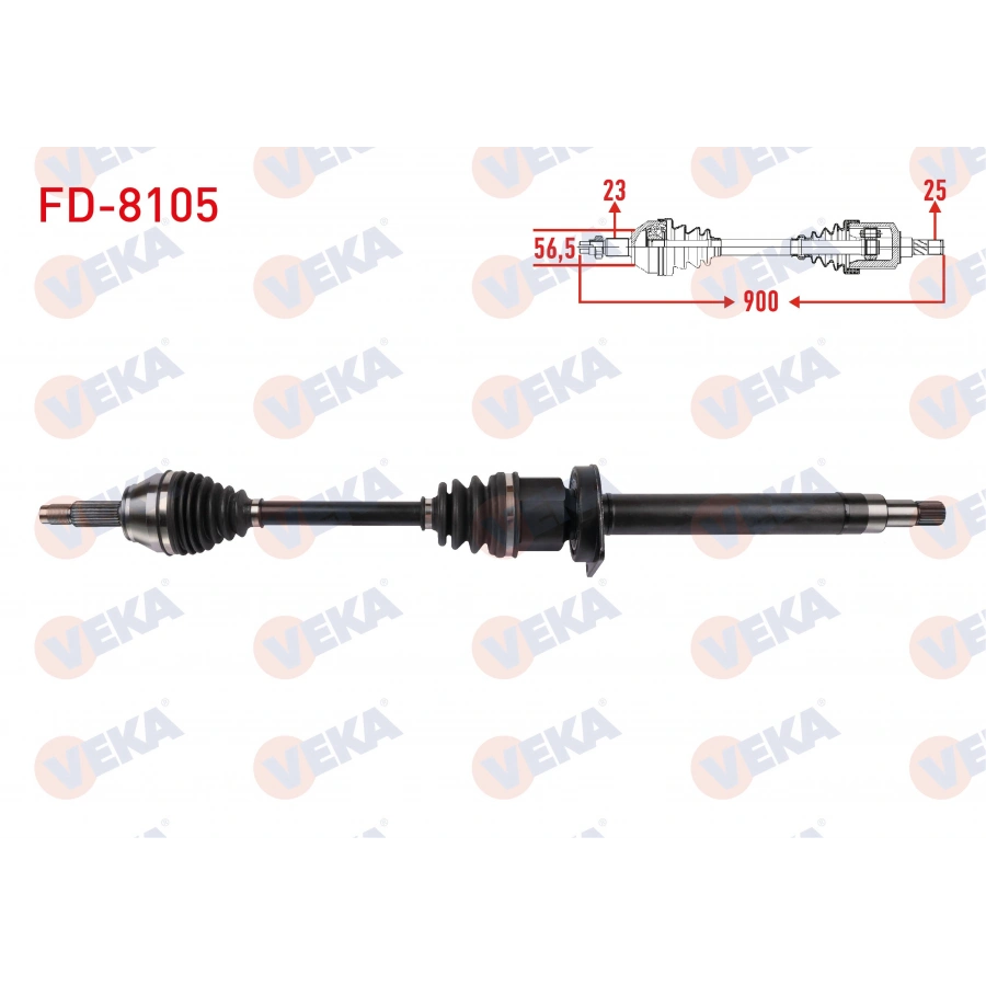 KOMPLE AKS SAG ON UZUNLUK 900mm FORD FIESTA IV 1.25i 1.4 16V M-T 1995-2002