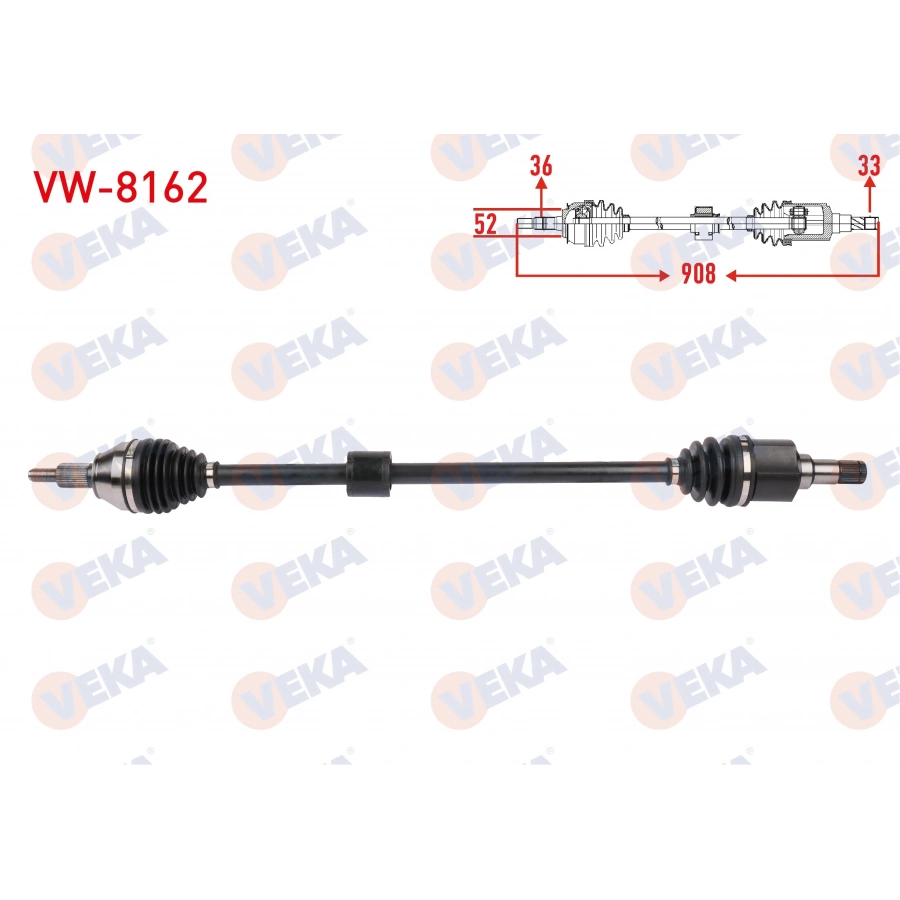 KOMPLE AKS SAG ON UZUNLUK 908mm VOLKSWAGEN POLO VI 1.0 2017- / SEAT IBIZA V 1.0 2017-