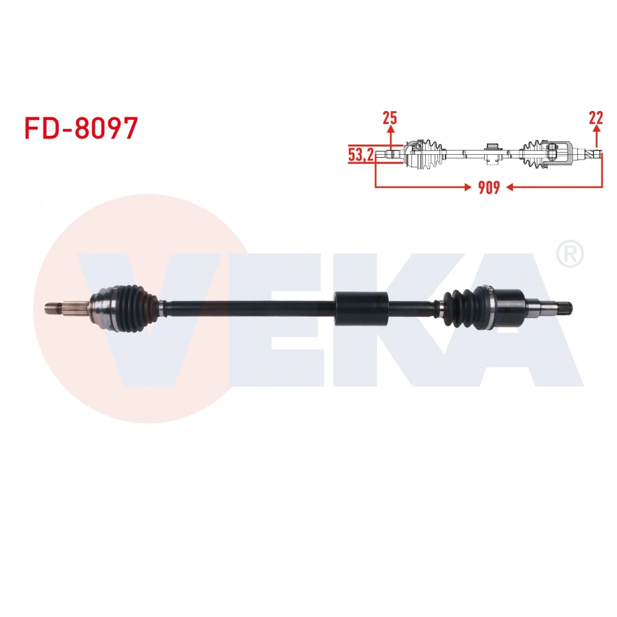 KOMPLE AKS SAG ON UZUNLUK 909mm FORD FIESTA VII 1.0 EcoBoost A-T 2017-