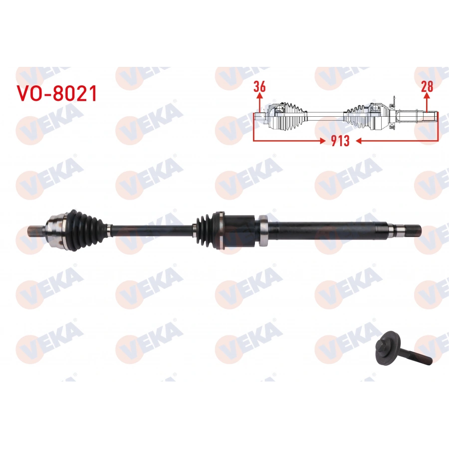 KOMPLE AKS SAG ON UZUNLUK 913mm VOLVO V40 COUNTRY T4 1.6 BENZINLI A-T 2014-
