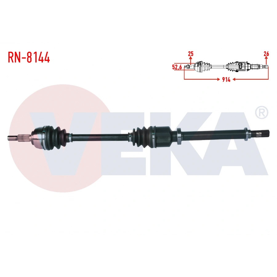 KOMPLE AKS SAG ON UZUNLUK 914mm RENAULT SCENIC II 16i 16v, 1.5 DCI M-T 2003-2009 / GRAND SCENIC II 1.6i 16v M-T 2004-2009