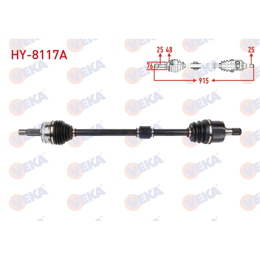 KOMPLE AKS SAG ON UZUNLUK 915mm ABSLI 48 DIS HYUNDAI GETZ 1.4 A-T 2006-