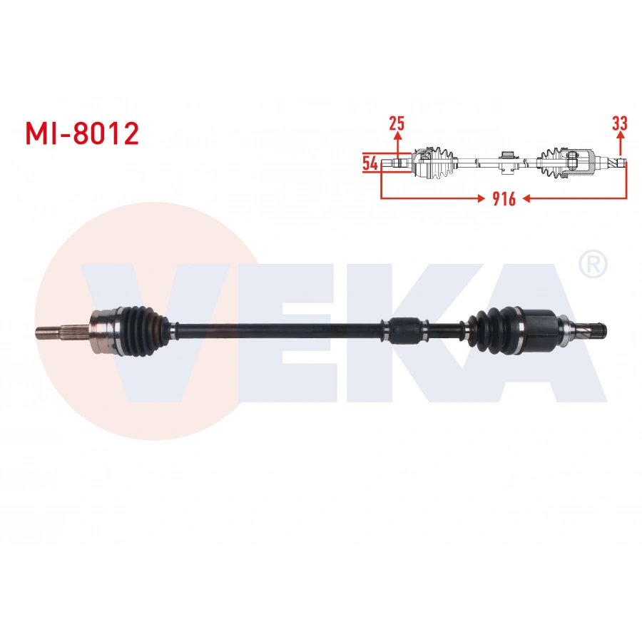 KOMPLE AKS SAG ON UZUNLUK 916mm MITSUBISHI COLT VI 1.3 M-T 2002-2012 / SMART FORFOUR 1.1 2004-2006