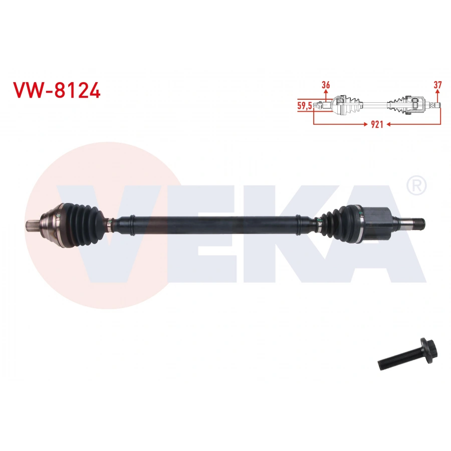 KOMPLE AKS SAG ON UZUNLUK 921mm VOLKSWAGEN PASSAT (3G2) 2014- CADDY V (SK) 2021- TIGUAN (AD1) 2016 - ARTEON (3H7) 2.0 TSI A-T 2017- / AUDI Q3 (F3B) 2.0 TDI A-T 2018- / AUDI Q3 (F3B) 2.0 TDI A-T 2018-