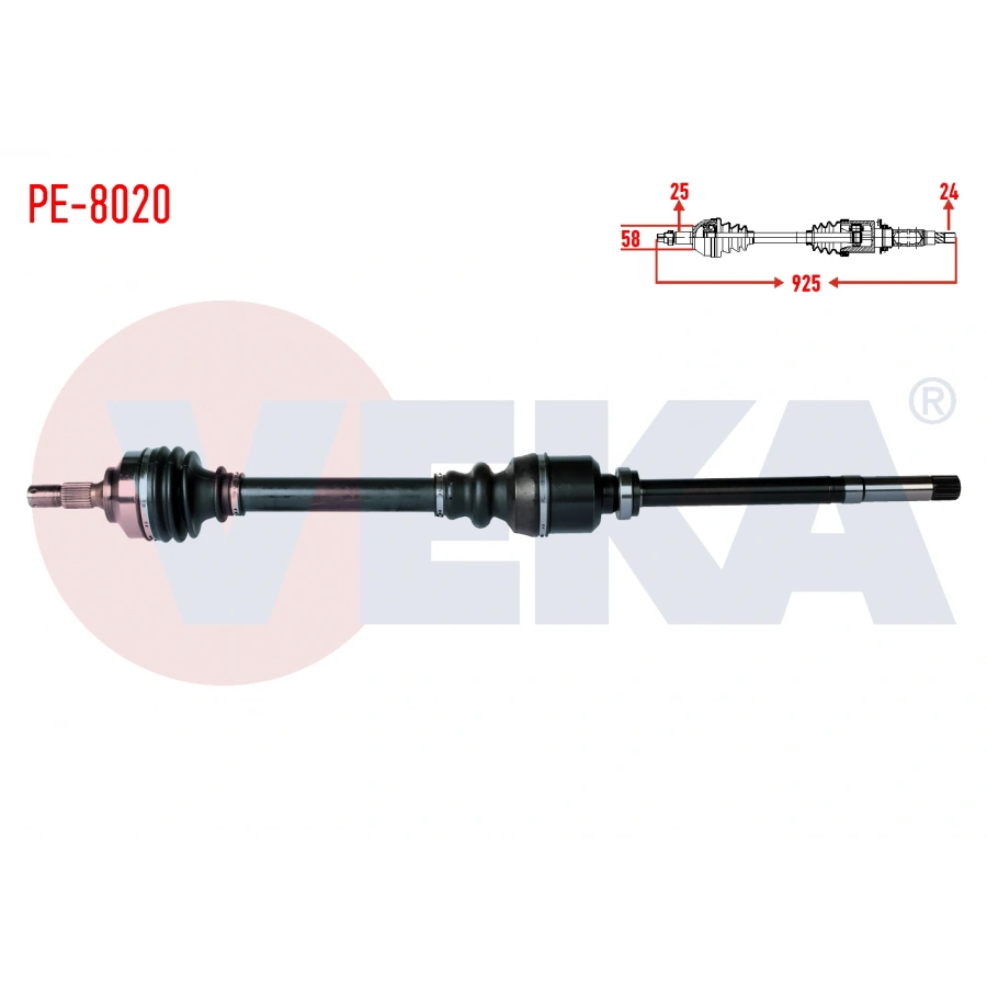 KOMPLE AKS SAG ON UZUNLUK 925mm PEUGEOT PARTNER TEPEE 1.6 HDI 2008- / PEUGEOT 307 1.4 HDI - 1.6 HDI - 2.0 HDI / 3008, 5008 1.6 / BERLINGO 1.6 - 1.6 HDI / C4 I, C4 II 1.6 - 1.6 HDI / DS4 1.6 HDI