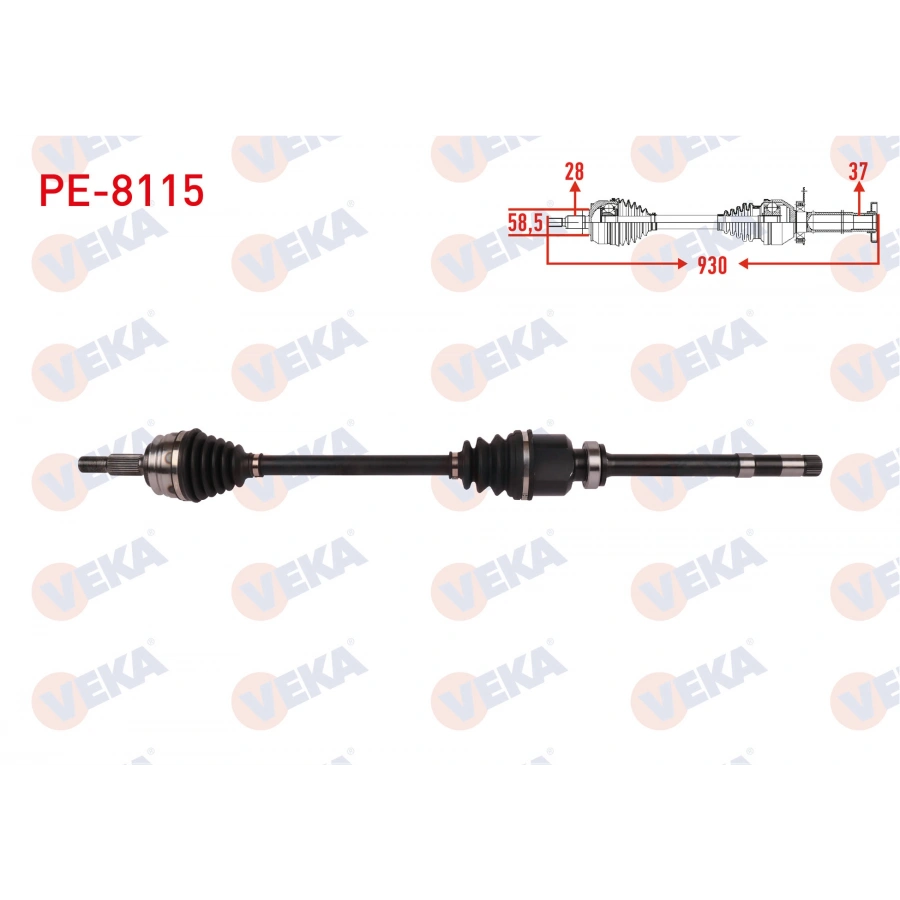 KOMPLE AKS SAG ON UZUNLUK 930mm PEUGEOT RIFTER 1.5 HDI 2019-/ PARTNER 1.5 HDI 2018- / CITROEN BERLINGO 1.5 HDI 2018- / OPEL COMBO 1.5 CDTI 2019-