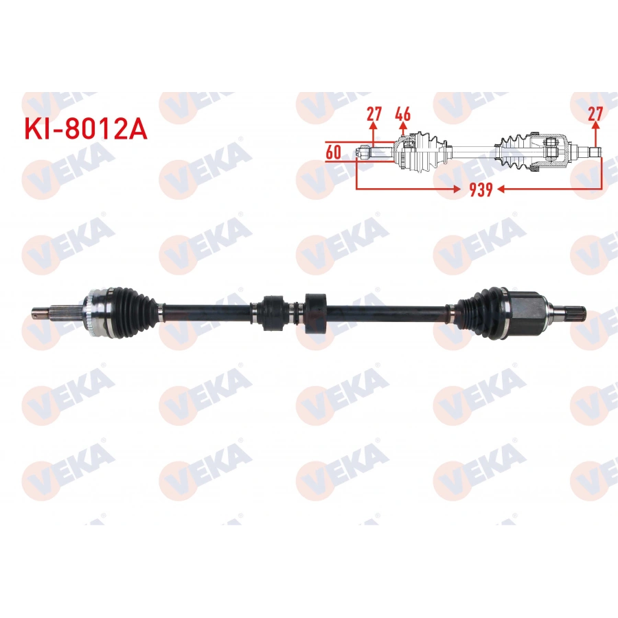 KOMPLE AKS SAG ON UZUNLUK 939mm ABSLI 46 DIS KIA CEED 1.6 CRDI A-T 2006-2012