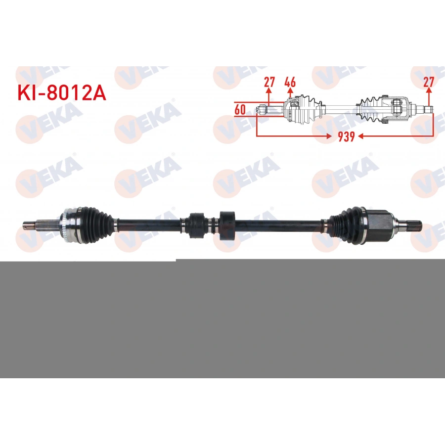KOMPLE AKS SAG ON UZUNLUK 939mm ABSLI 46 DIS KIA CEED 1.6 CRDI A-T 2006-2012