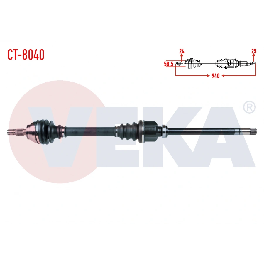 KOMPLE AKS SAG ON UZUNLUK 940mm CITROEN BERLINGO 1.6 HDI M-T 2008- / C4 I, II 1.4 16V 1.6 HDI A-T/M-T 2009- / PEUGEOT PARTNER TEPEE 1.6 HDI 2008-