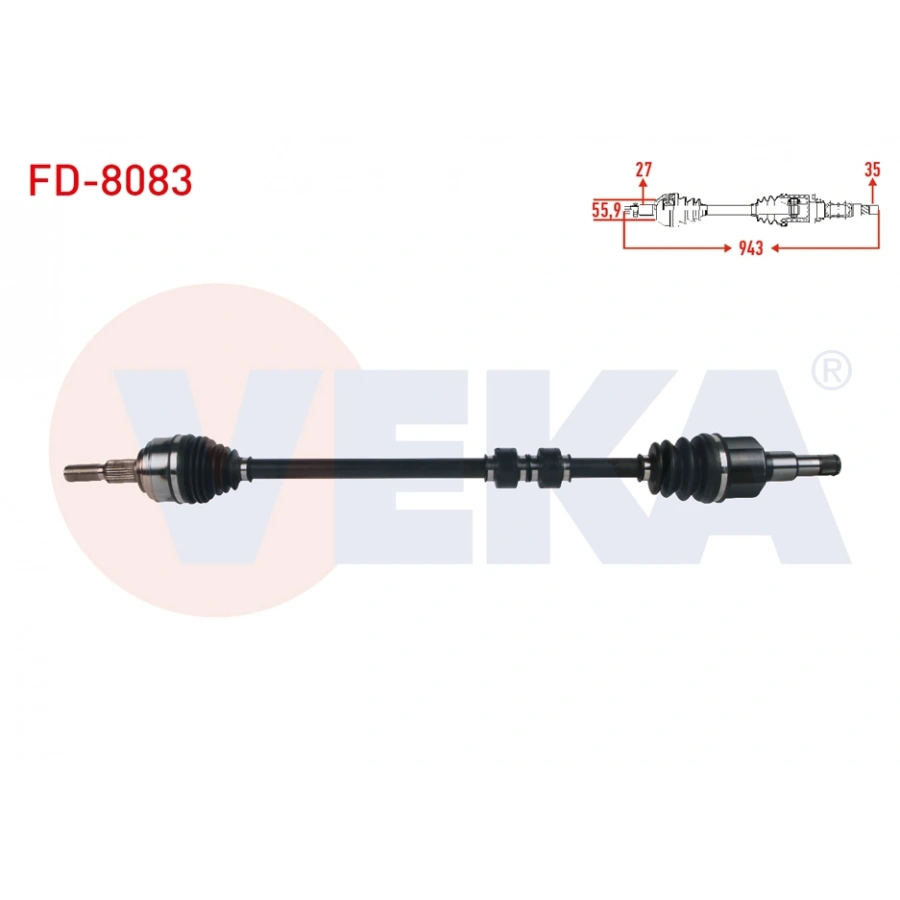KOMPLE AKS SAG ON UZUNLUK 943mm FORD FOCUS IV 1.5 TDCI A-T 8 ILERI 2018-