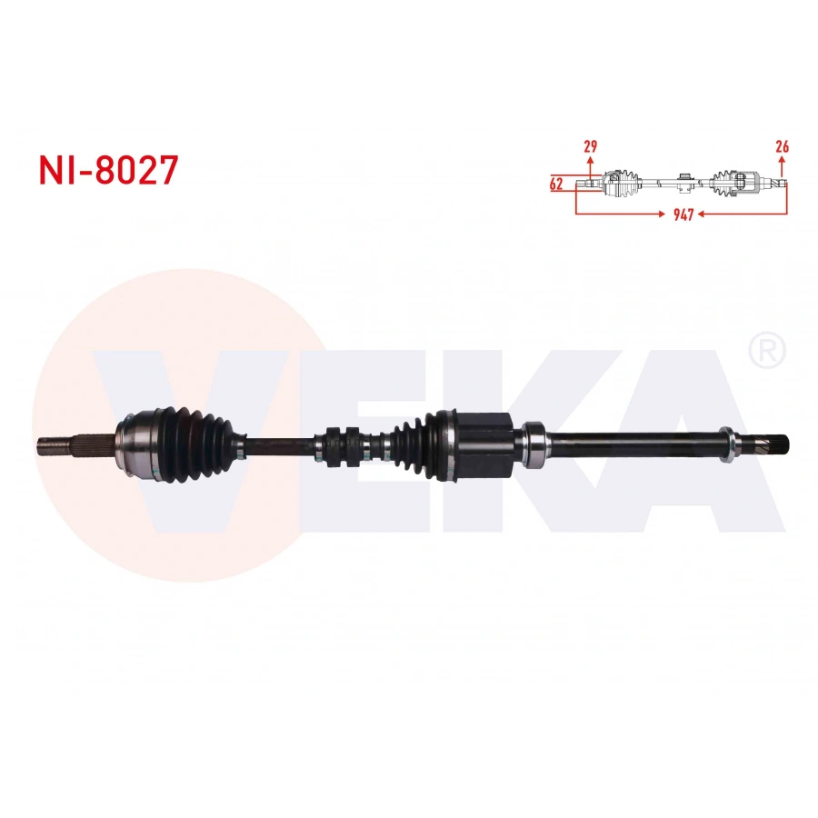 KOMPLE AKS SAG ON UZUNLUK 947mm NISSAN QASHQAI (J11) 1.5 DCI M-T 2014-