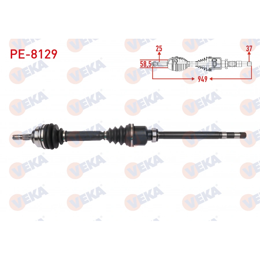KOMPLE AKS SAG ON UZUNLUK 949mm PEUGEOT 307 2.0 HDi 2003-2009