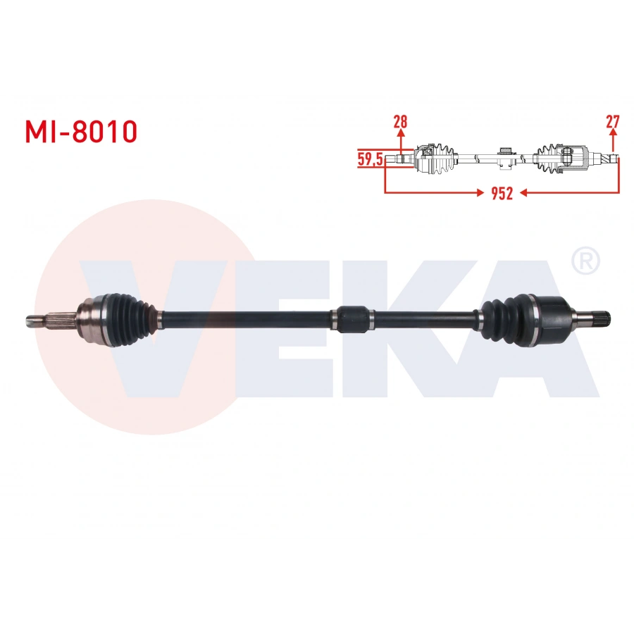 KOMPLE AKS SAG ON UZUNLUK 952mm MITSUBISHI ASX 1.6 M-T 2010-