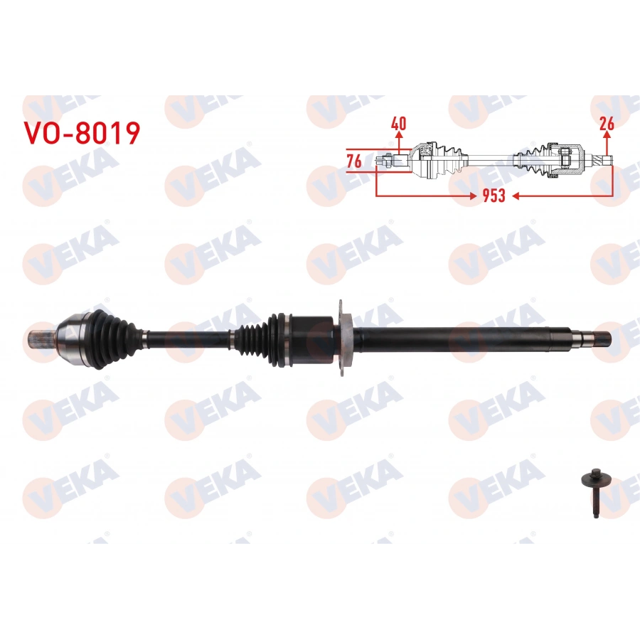 KOMPLE AKS SAG ON UZUNLUK 953mm VOLVO S60 II / V60 I / V70 III D2 A-T 2015-