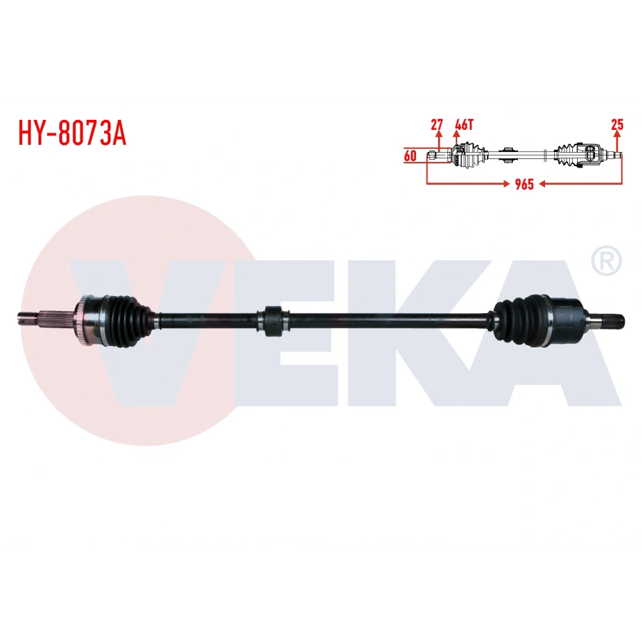 KOMPLE AKS SAG ON UZUNLUK 965mm ABSLI 46 DIS HYUNDAI ELANTRA 1.6 CVVT M-T 6 ILERI 2011-2015 / I30 1.4 MPi A/T-M/T 2011-