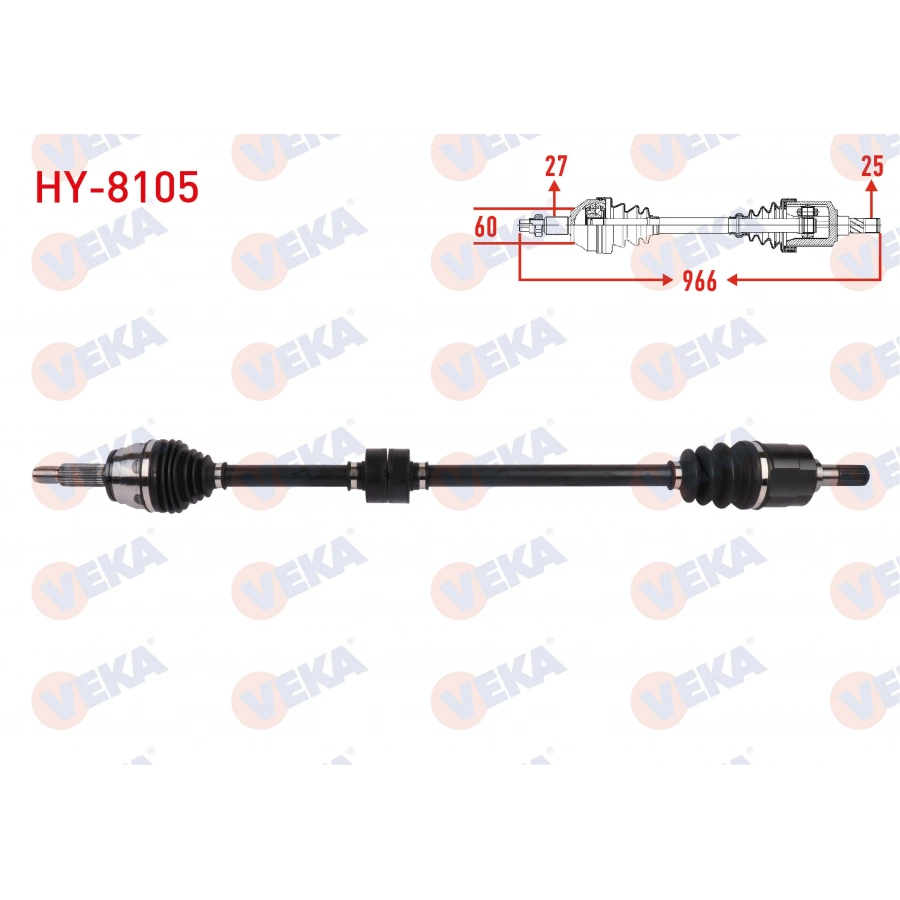 KOMPLE AKS SAG ON UZUNLUK 966mm HYUNDAI ELANTRA 1.6 CVVT 6 M-T 2016-2018/ KIA CEED 1.6 6 M-T 2018-