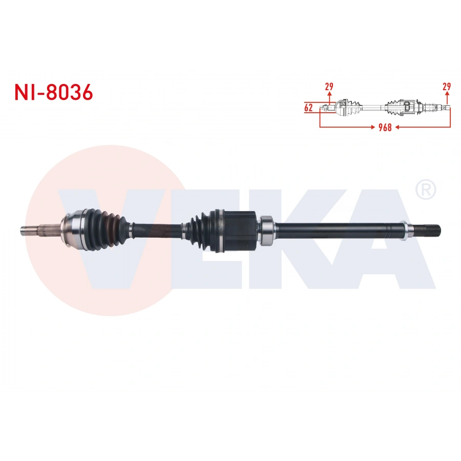 KOMPLE AKS SAG ON UZUNLUK 968mm NISSAN QASHQAI (J11) 1.6 DCI A-T 2014- / RENAULT KADJAR 1.6 DCI A-T 2015-