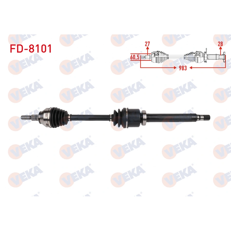 KOMPLE AKS SAG ON UZUNLUK 983mm FORD TRANSIT CONNECT 1.5 TDCI 6AT 2013- / TOURNEO CONNECT 1.5 TDCI 6AT 2013-