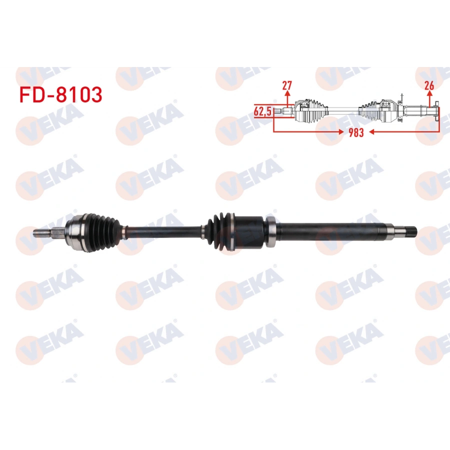 KOMPLE AKS SAG ON UZUNLUK 983mm FORD TRANSIT CONNECT 1.5 TDCI 6MT 2013- / TOURNEO CONNECT 1.5 TDCI 6MT 2013-