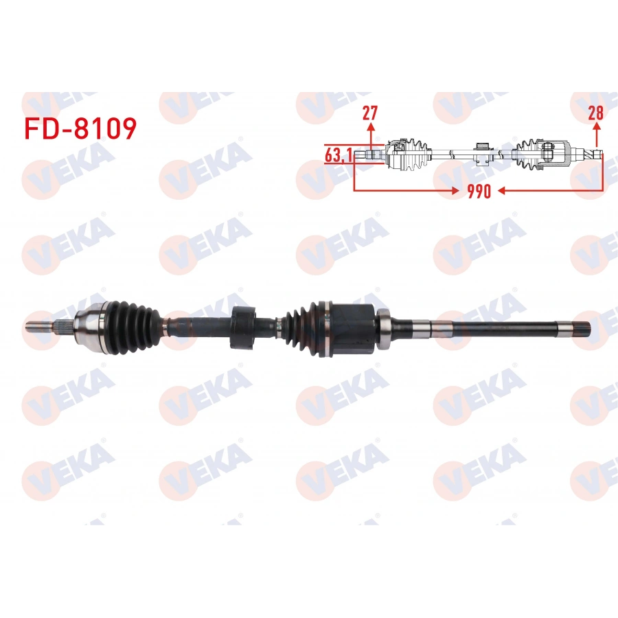 KOMPLE AKS SAG ON UZUNLUK 990mm FORD KUGA II 2.0 TDCI 4X4 2014-2019