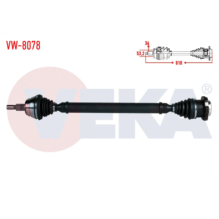 KOMPLE AKS SAG ON VOLKSWAGEN GOLF IV (1J1) 1.6i 16v (BCB) M-T UZUNLUK 810mm 1997-2005