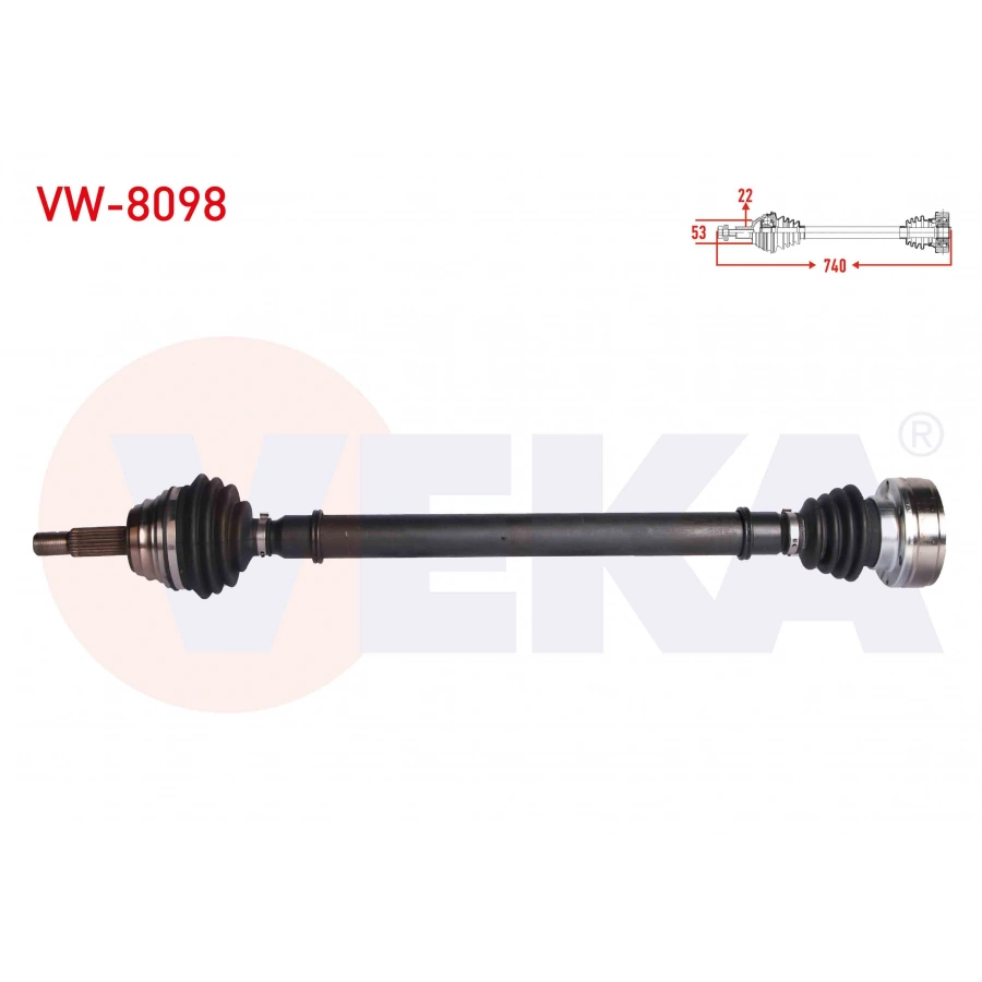 KOMPLE AKS SAG ON VOLKSWAGEN POLO (6N1) 1.6 UZUNLUK 740 mm 1994-1999