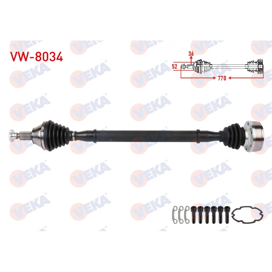 KOMPLE AKS SAG ON VOLKSWAGEN POLO (6R,6C) 1.4 M-T UZUNLUK 770mm 2009-