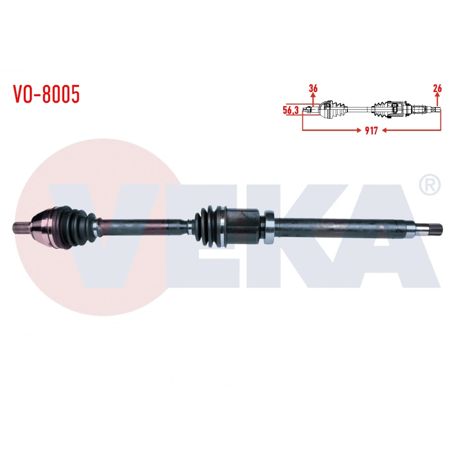 KOMPLE AKS SAG ON VOLVO S40 II (MS) 1.6 D M-T UZUNLUK 917 2004-2012