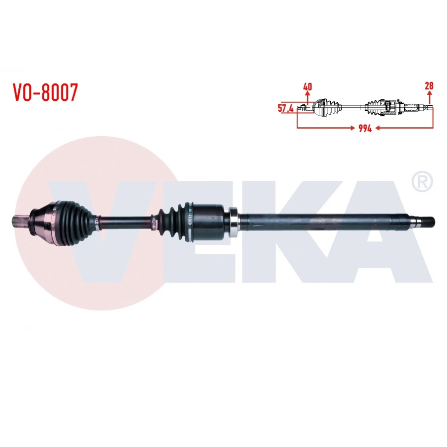 KOMPLE AKS SAG ON VOLVO S60 II 2.0 D3 A-T UZUNLUK 994 2010-