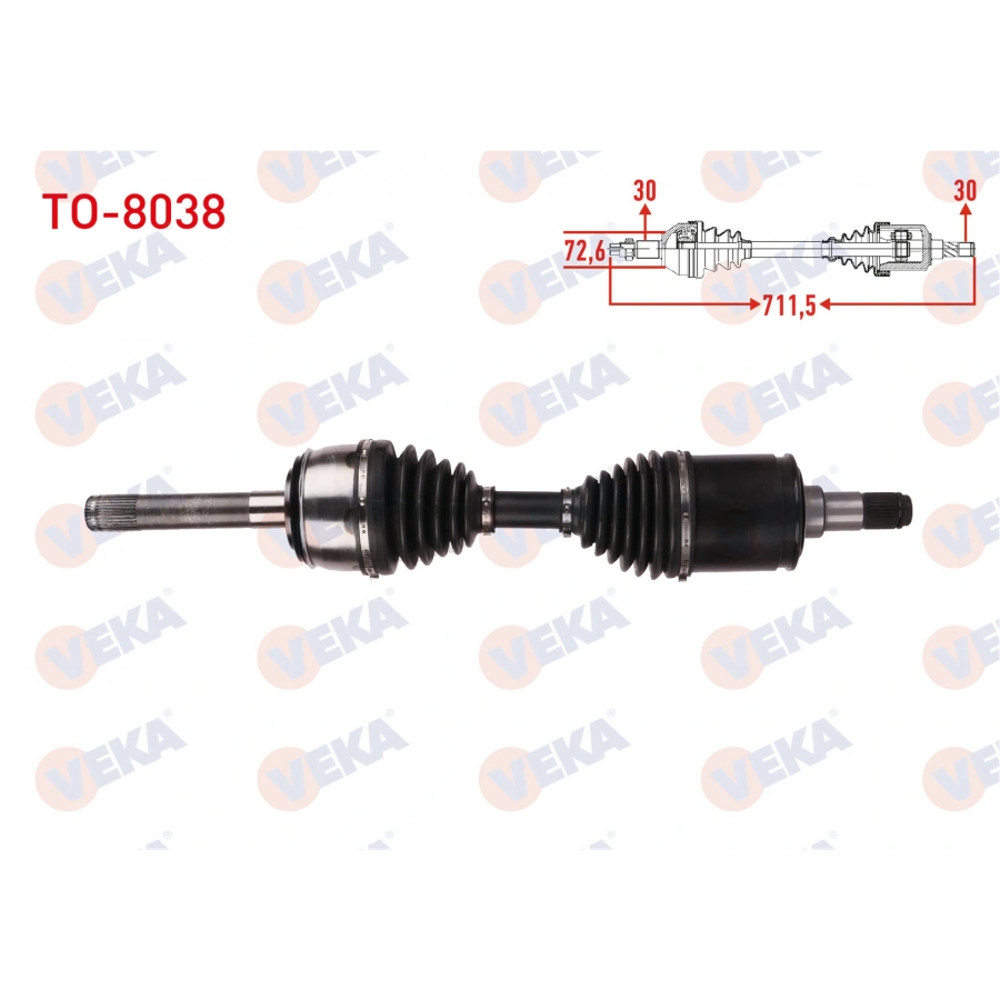 KOMPLE AKS SAG-SOL ON UZUNLUK 711,5mm TOYOTA LAND CRUISER (J1) 4.7 A-T 1998-2007