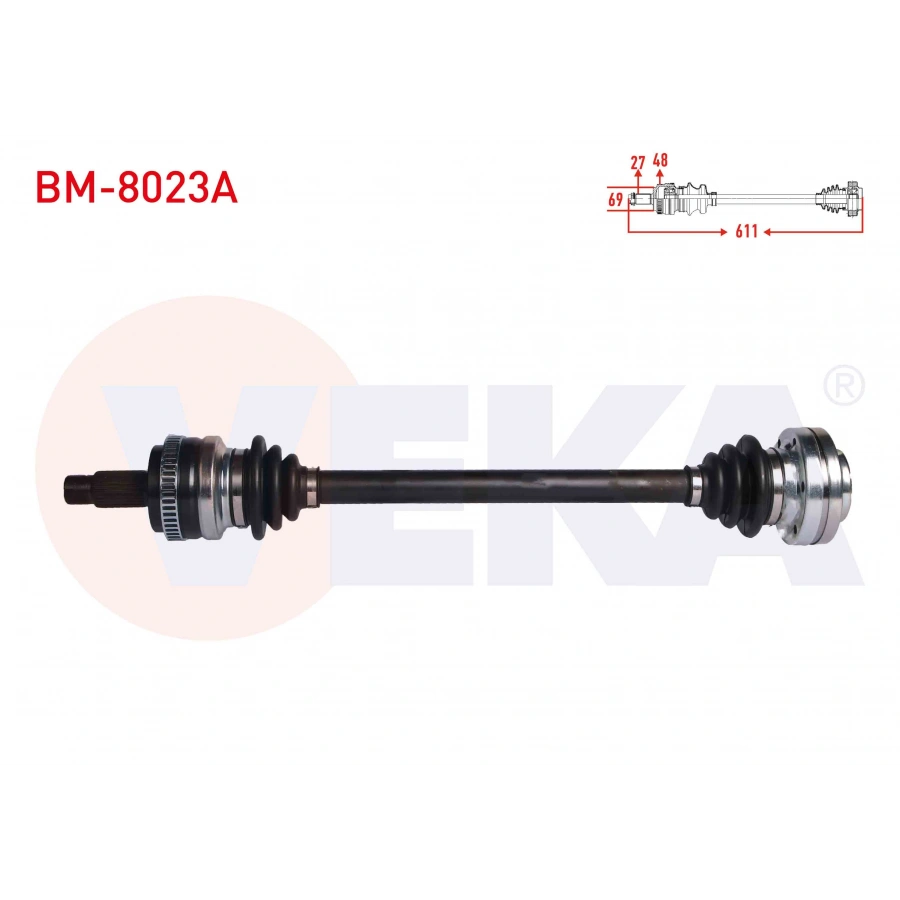 KOMPLE AKS SOL ARKA BMW 3 SERISI (E90) 320 i A-T ABSLI 48 DIS UZUNLUK 611 mm 2005-2011