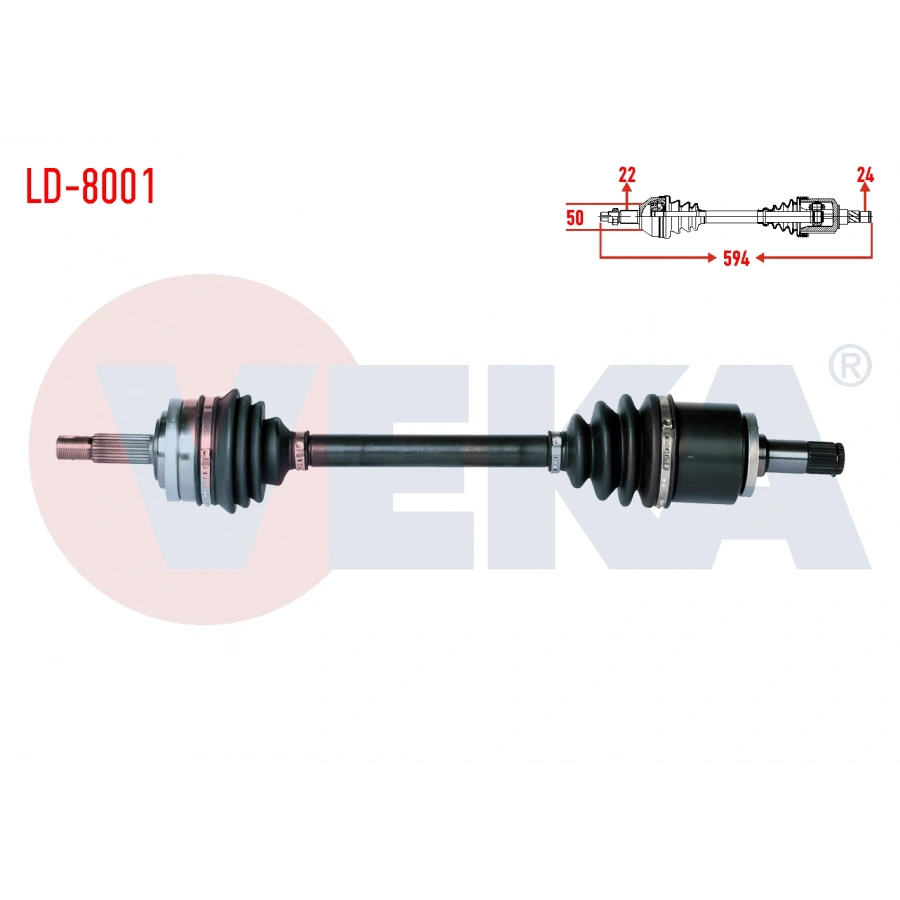 KOMPLE AKS SOL ON 6 BILYALI TIP UZUNLUK 594mm LADA SAMARA 1500 1986-1994 / VEGA 1.5 2000-