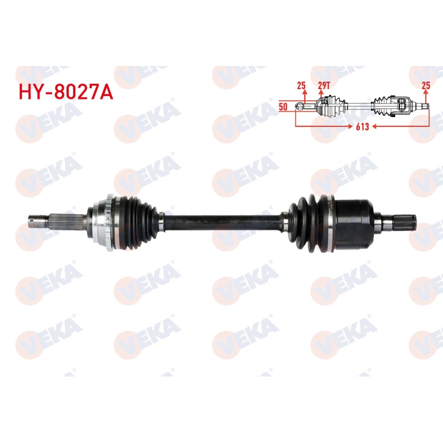 KOMPLE AKS SOL ON ABSLI 29 DIS UZUNLUK 613mm HYUNDAI ACCENT ADMIRE 1.3 - 1.5 - 1.6 2003-2006/ ACCENT MILENIUM 1.3 - 1.5 - 1.6 2000-2003