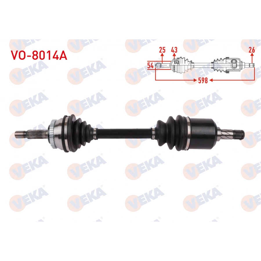 KOMPLE AKS SOL ON ABSLI 43 DIS UZUNLUK 598mm VOLVO V40 2.0 A-T 1998-