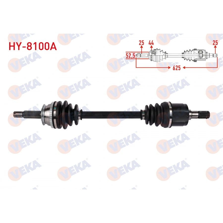 KOMPLE AKS SOL ON ABSLI 44 DIS UZUNLUK 625mm HYUNDAI ACCENT II 1.3 A-T 2000-2005 / ACCENT SEDAN 1.5 A-T 1994-2000