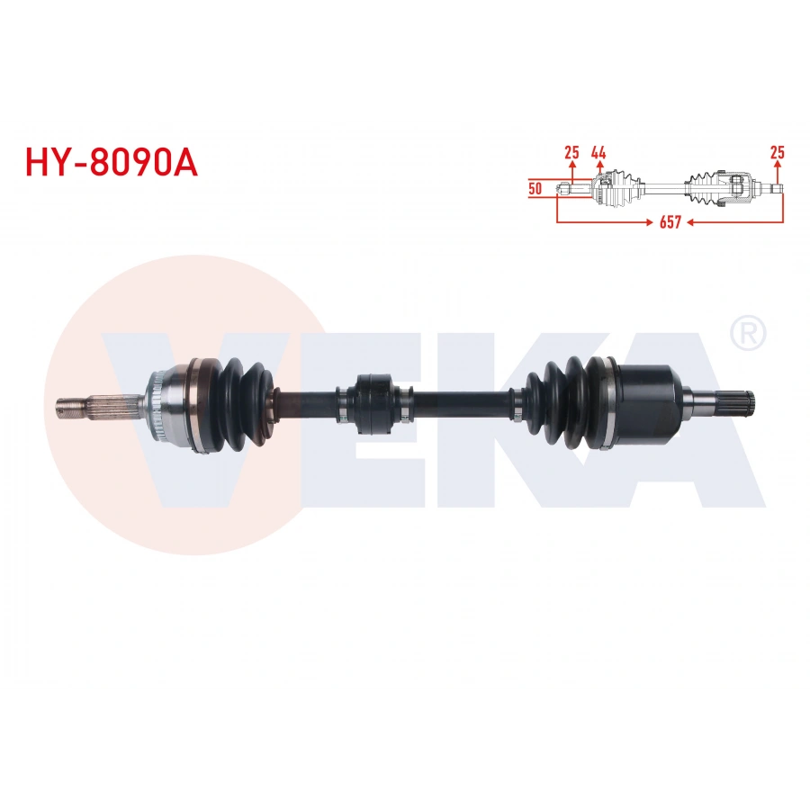 KOMPLE AKS SOL ON ABSLI 44 DIS UZUNLUK 657mm HYUNDAI MATRIX (FC) 1.5 CRDI A-T/M-T 2001-2010