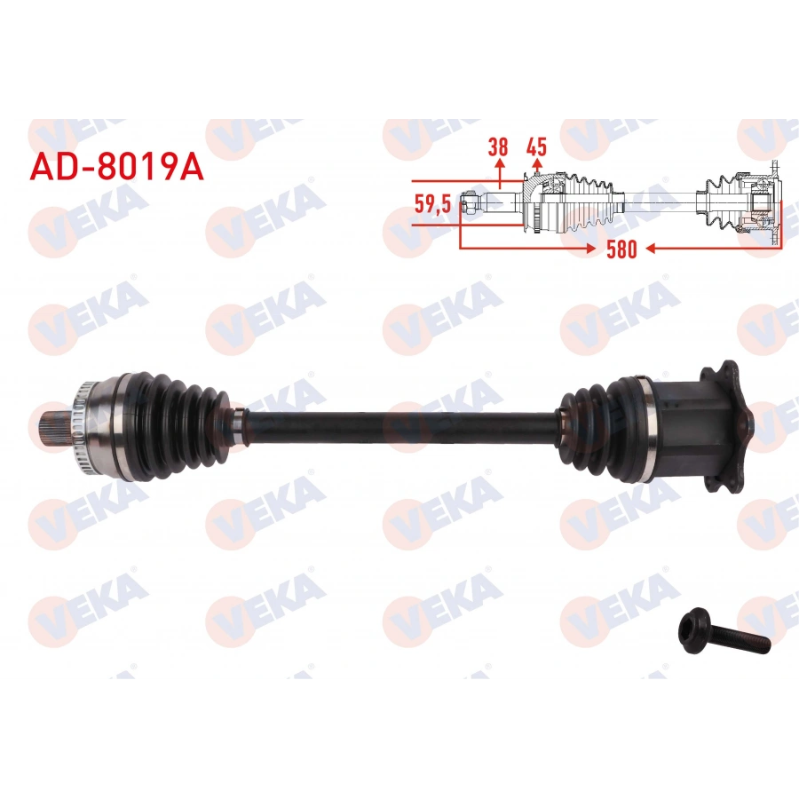 KOMPLE AKS SOL ON ABSLI 45 DIS UZUNLUK 580mm AUDI A4 (8EC) 2.0 TFSI QUATTRO 2004-2008
